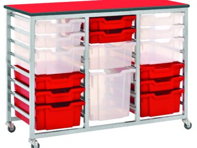 Storage Tray Rack 3 Columns, 24 Trays With Castors